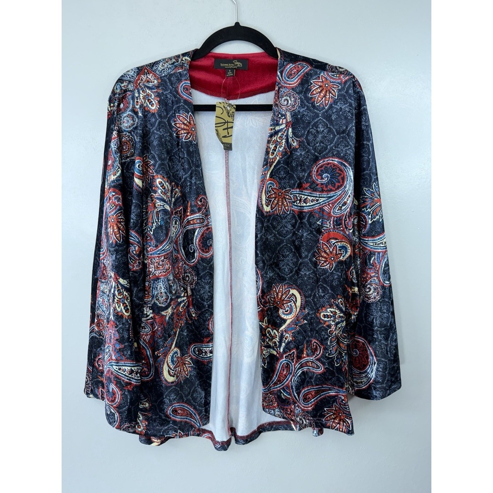 NWT Suzanne Betro Signature‎ Open Front Velour Jacket Size S